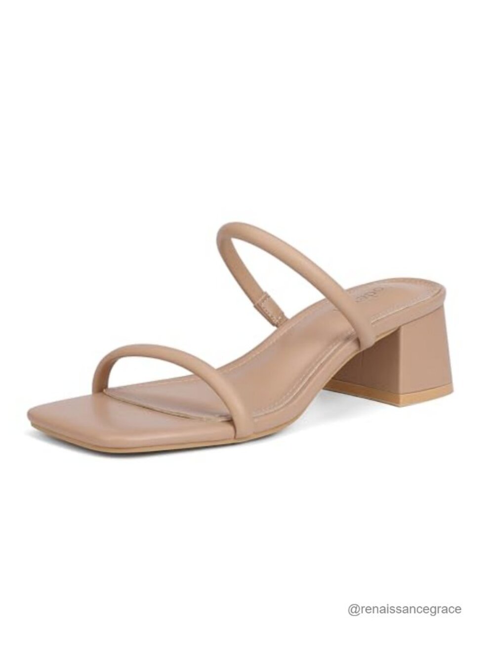 Women's Chunky Block Low Heeled Sandals Double Strap Square Toe Slip On